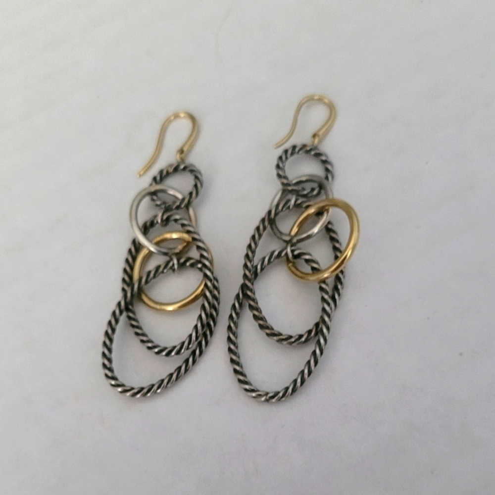 David Yurman Two-Tone Multi Links Drop Earrings - image 2